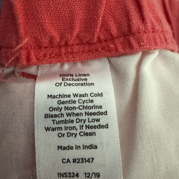 Talbots Shorts Women Small Pink High Rise Chino Drawstring Linen Pockets - Picture 9 of 9